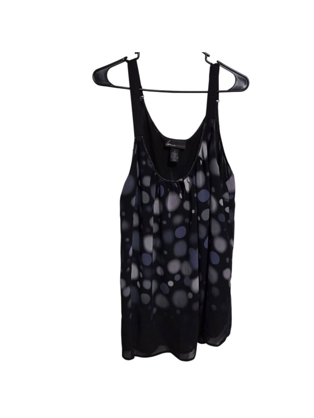 Lane Bryant Tank Top Plus Size 28 Black Gray Polka Dot Sheer Chiffon Y2K Boho